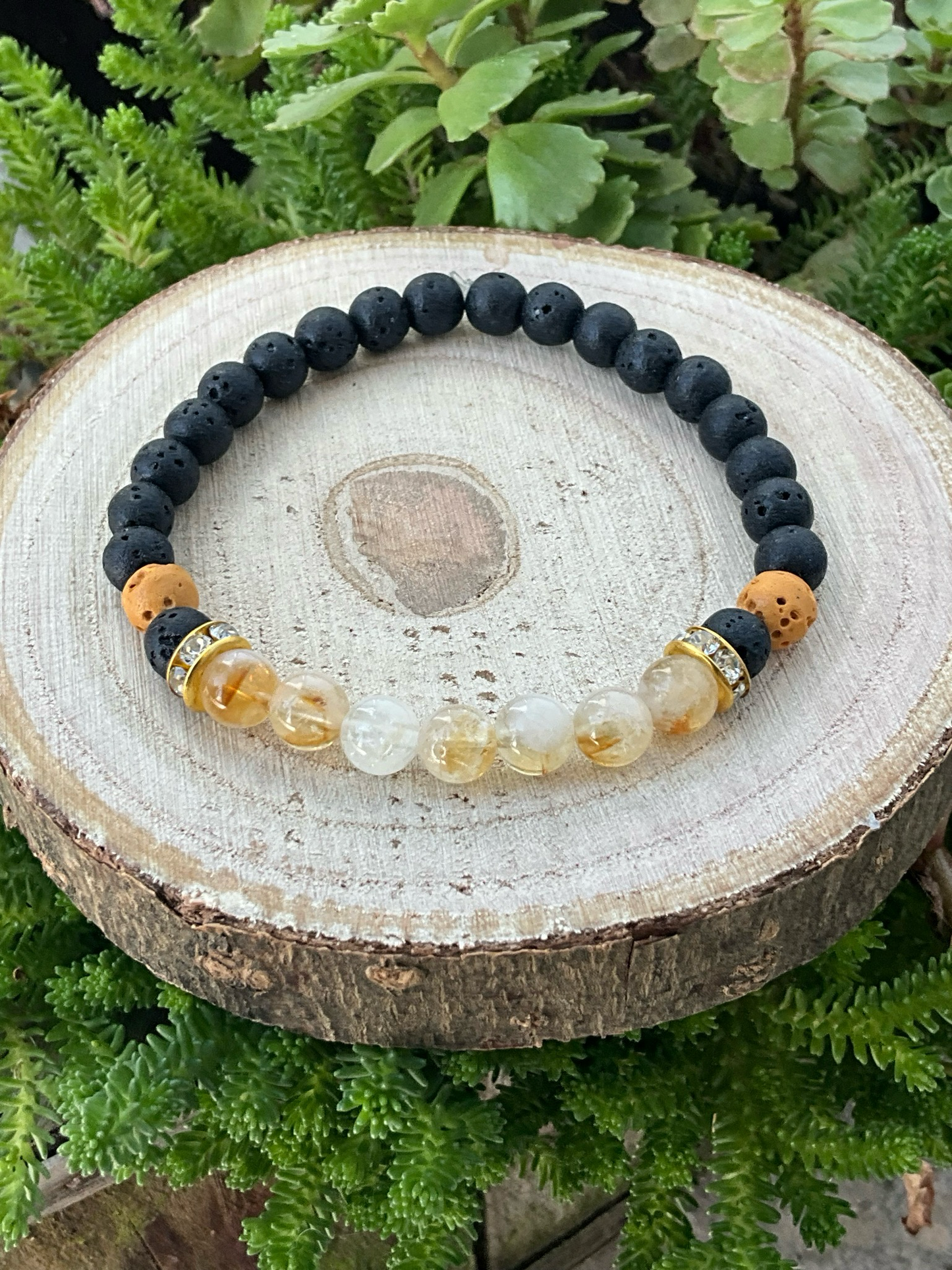Citrin Lavastein Kugelarmband