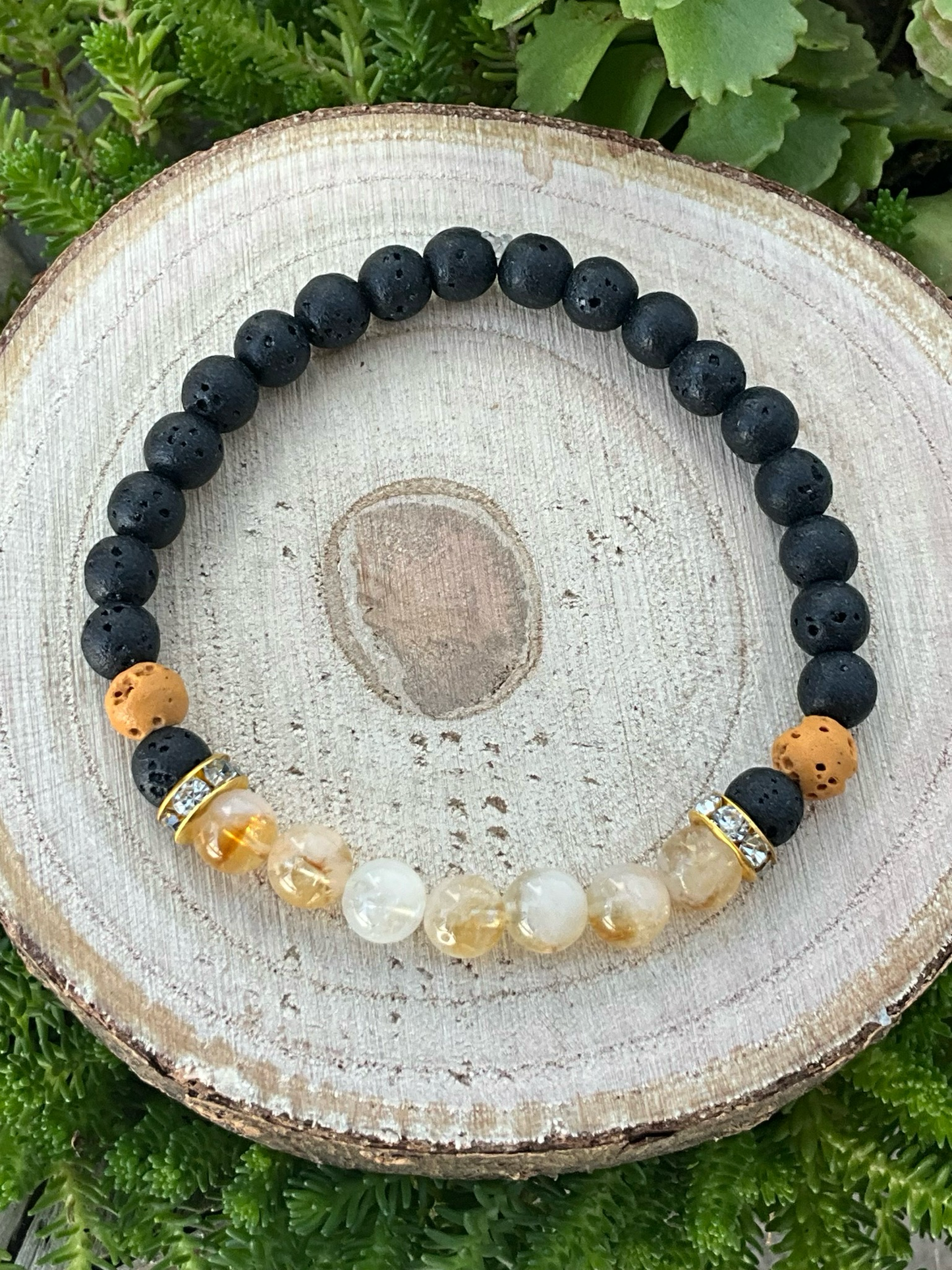 Citrin Lavastein Kugelarmband