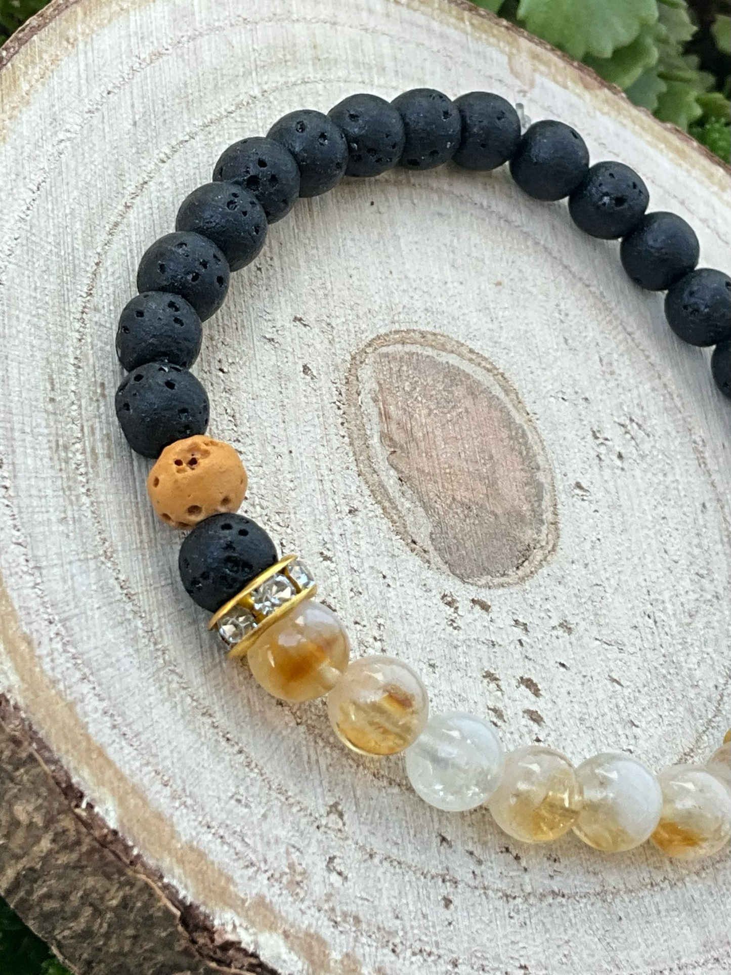 Citrin Lavastein Kugelarmband