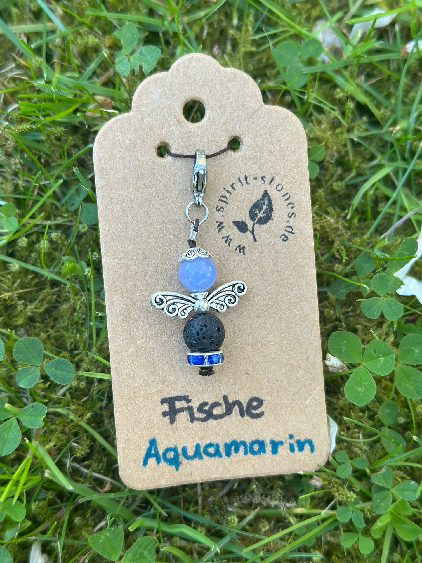 Sternzeichen Fische Aquamarin Engel Anhänger