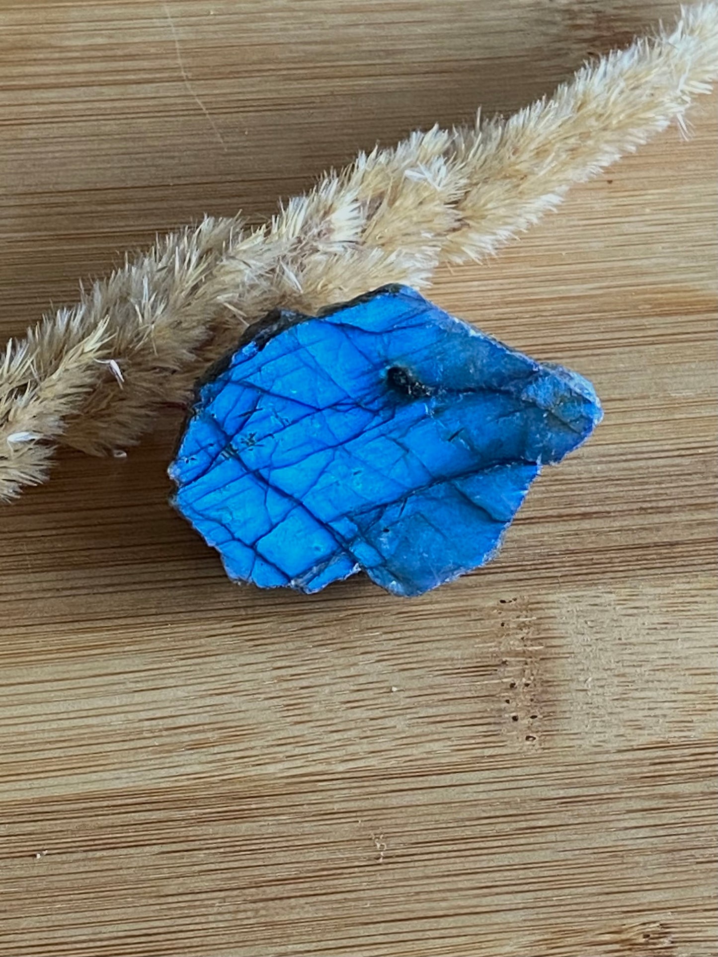 Labradorit Anschliff Rohstein