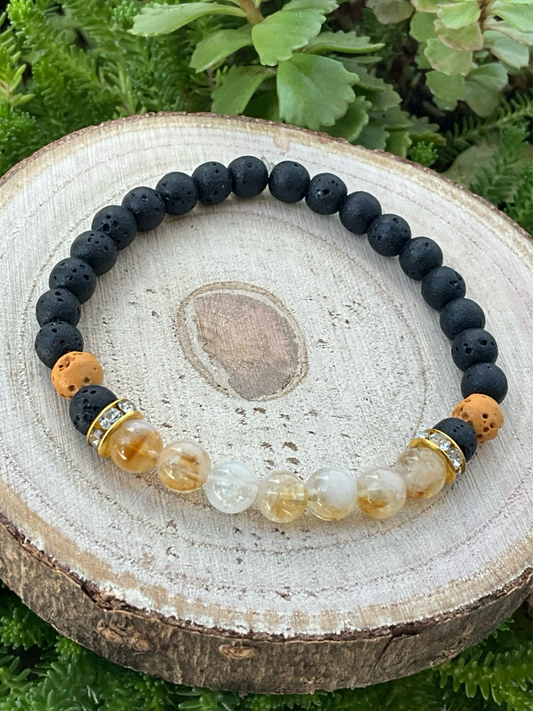 Citrin Lavastein Kugelarmband