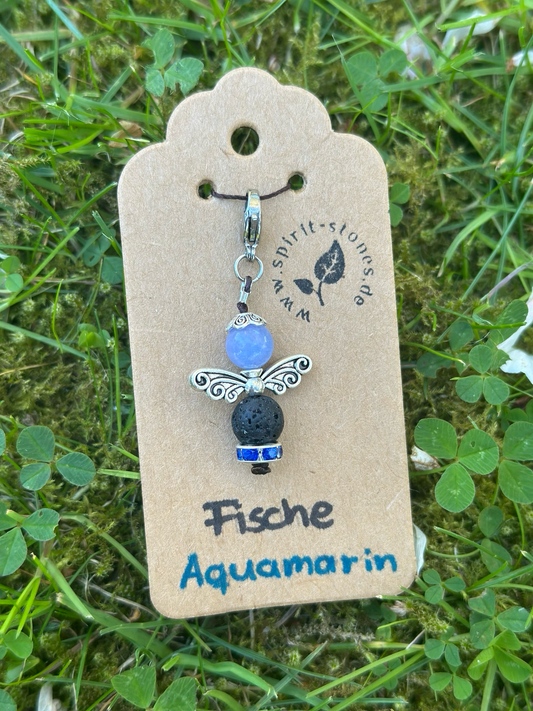 Sternzeichen Fische Aquamarin Engel Anhänger
