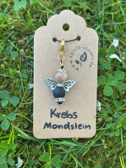 Sternzeichen Krebs Mondstein Engel Anhänger