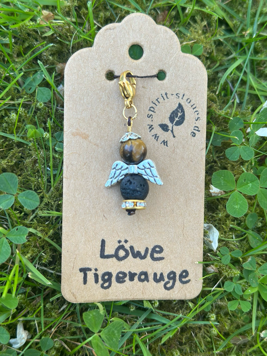 Sternzeichen Löwe Tigerauge Engel Anhänger