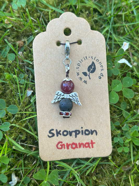 Sternzeichen Skorpion Granat Engel Anhänger