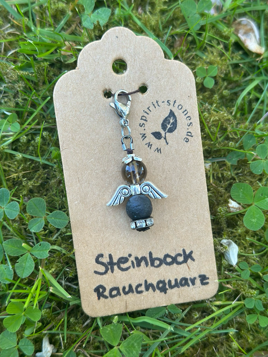 Sternzeichen Steinbock Rauchquarz Engel Anhänger